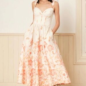 Yumi Kim Cream Maxi Dress with Pink Floral Print